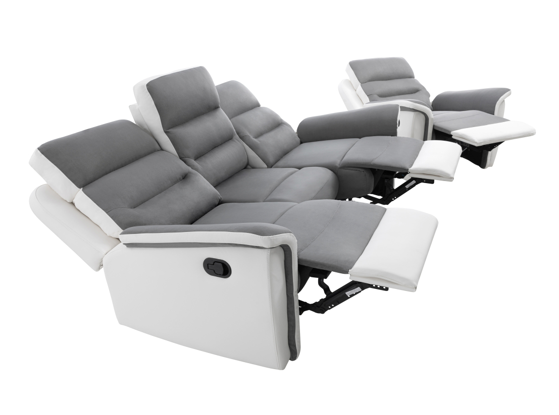 PACK Canapé relax 3 places et 1 fauteuil en PU Blanc et MF Gris