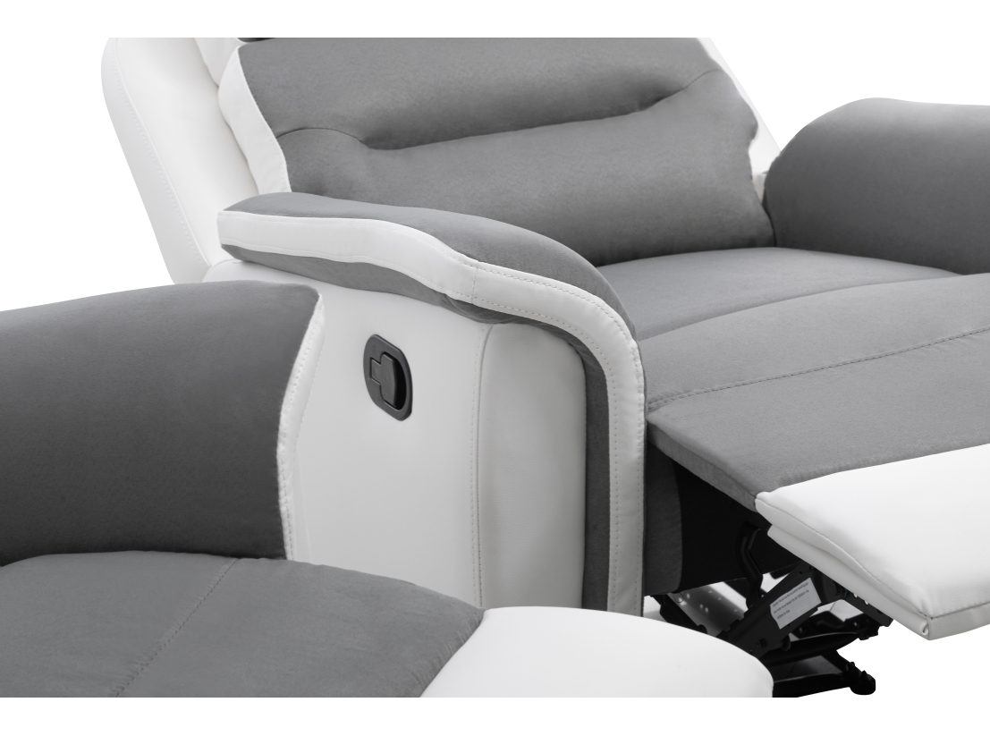PACK Canapé relax 3 places et 1 fauteuil en PU Blanc et MF Gris