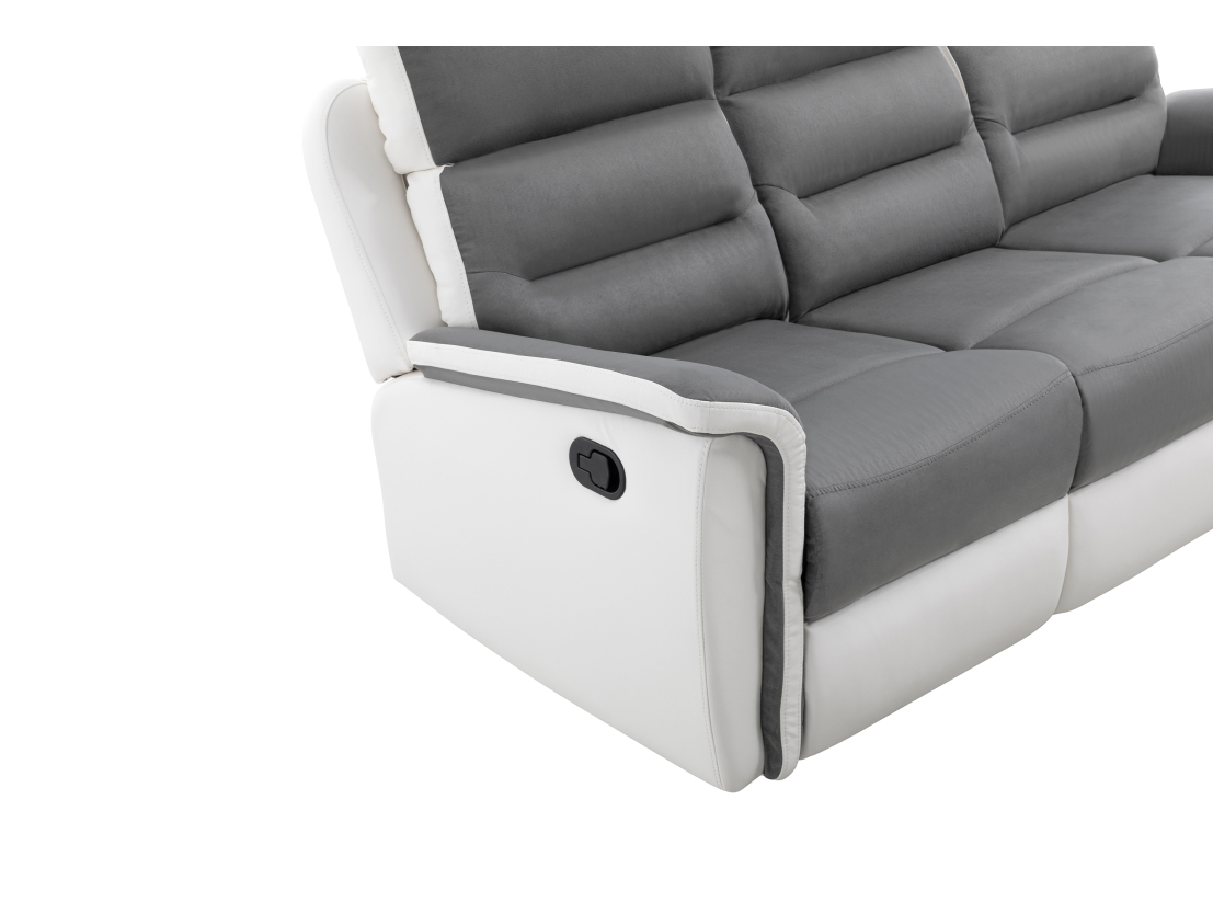 PACK Canapé relax 3 places et 1 fauteuil en PU Blanc et MF Gris