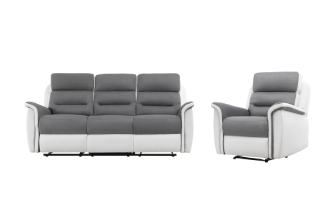 PACK Canapé relax 3 places et 1 fauteuil en PU Blanc et MF Gris