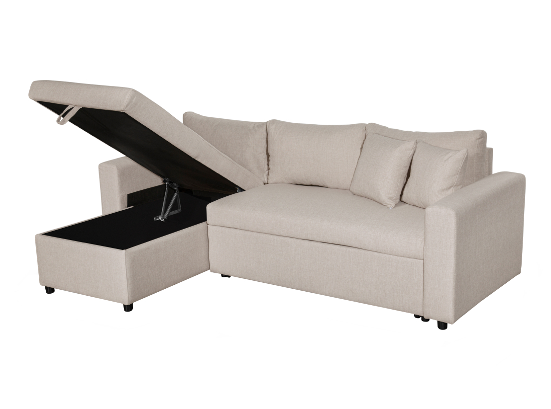 Canapé d'Angle MARIA Réversible et Convertible avec Coffre en tissu