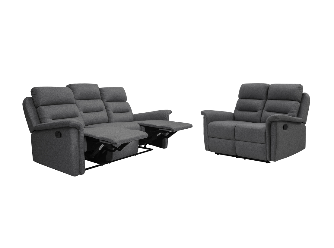 RELAXXO - Ensemble canapés relax manuels LÉON 3 + 2 places en tissu