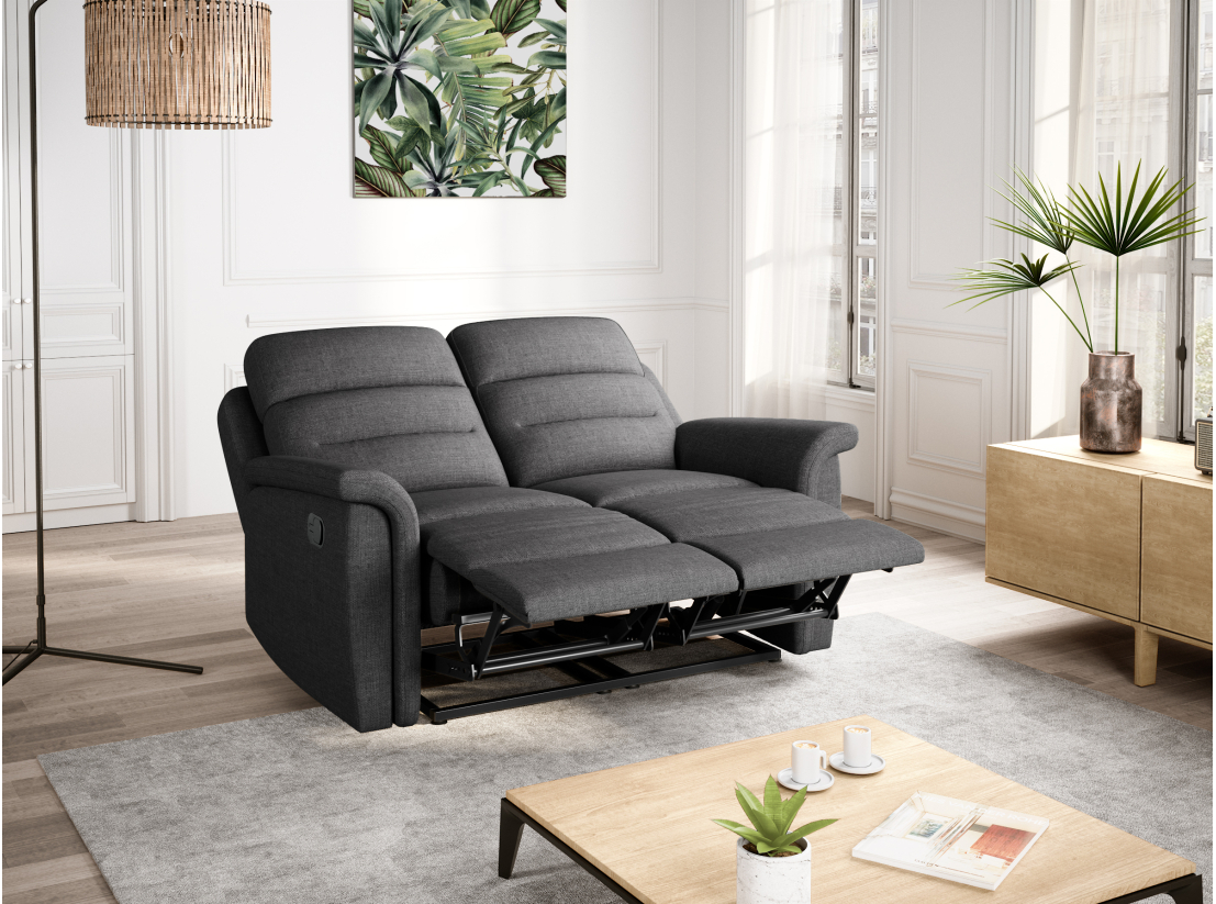 RELAXXO - Ensemble canapés relax manuels LÉON 3 + 2 places en tissu