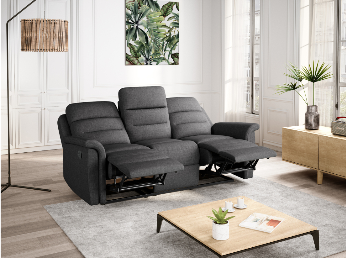 RELAXXO - Ensemble canapés relax manuels LÉON 3 + 2 places en tissu