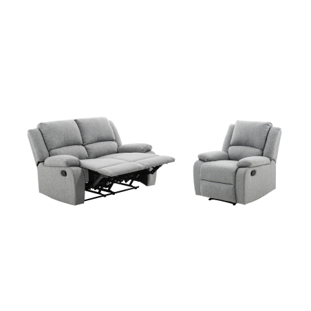 RELAXXO - Ensemble canapé relax manuel LEO 2 places + fauteuil manuel en tissu