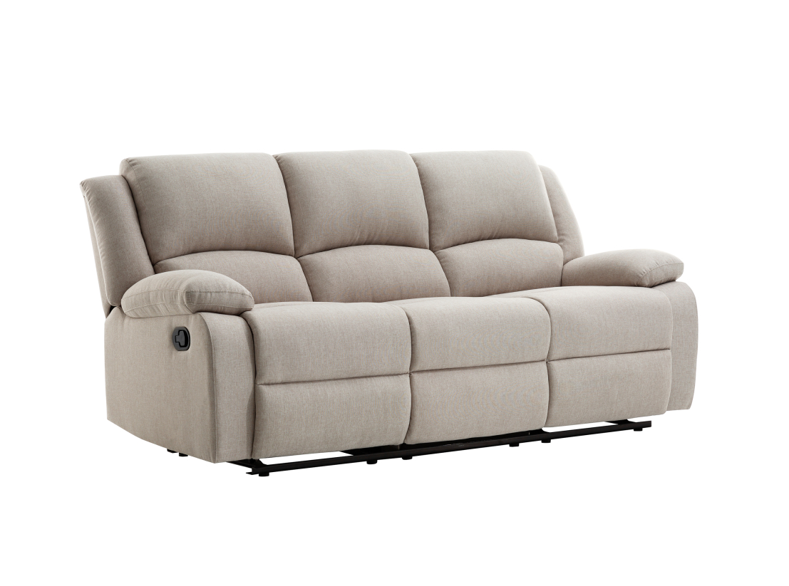 RELAXXO - Ensemble canapé relax manuel LEO 3 places + fauteuil manuel en tissu