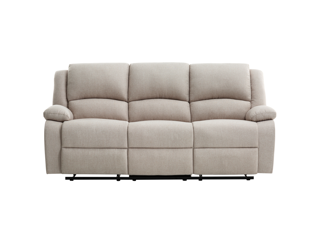 RELAXXO - Ensemble canapé relax manuel LEO 3 places + fauteuil manuel en tissu