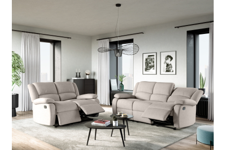 RELAXXO - Ensemble canapés relax manuels LEO 3 + 2 places en tissu