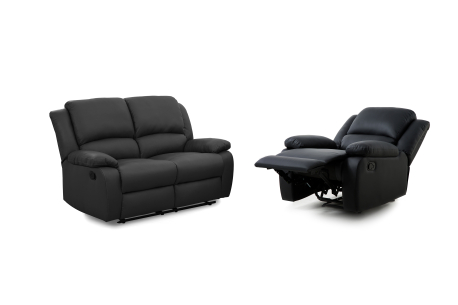 RELAXXO - Ensemble canapé relax manuel LEO 2 places + fauteuil manuel en simili