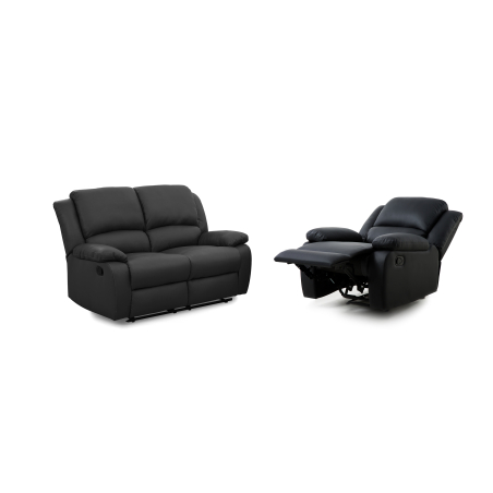 RELAXXO - Ensemble canapé relax manuel LEO 2 places + fauteuil manuel en simili