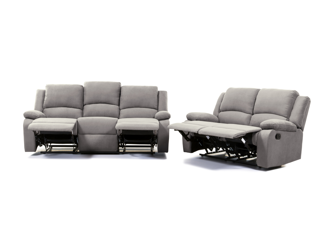 RELAXXO - Ensemble canapés relax manuels LEO 3 + 2 places en microfibre