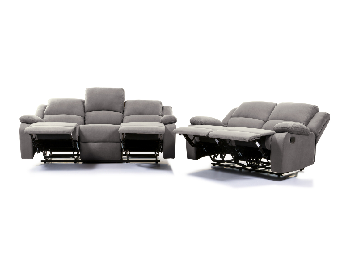 RELAXXO - Ensemble canapés relax manuels LEO 3 + 2 places en microfibre