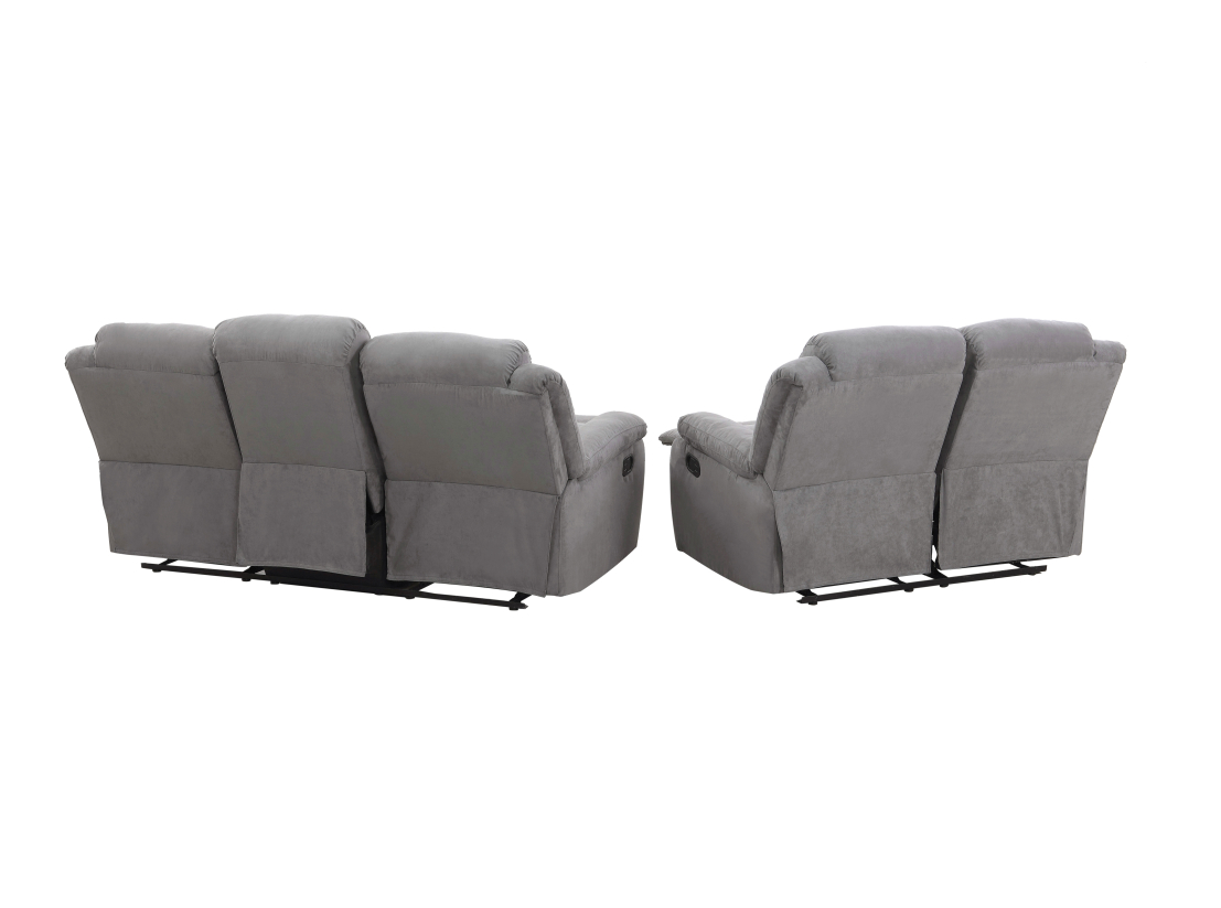 RELAXXO - Ensemble canapés relax manuels LEO 3 + 2 places en microfibre