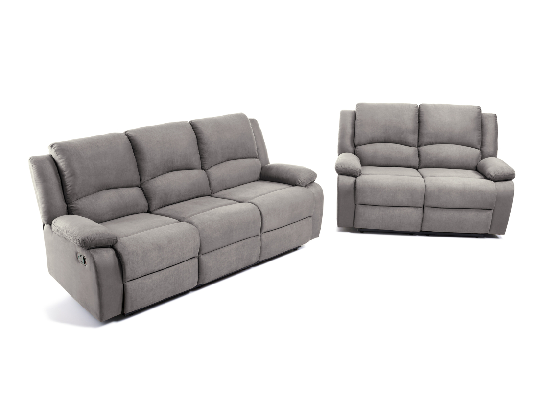 RELAXXO - Ensemble canapés relax manuels LEO 3 + 2 places en microfibre