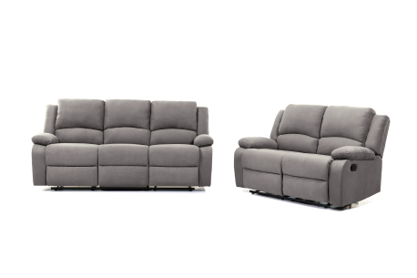 RELAXXO - Ensemble canapés relax manuels LEO 3 + 2 places en microfibre