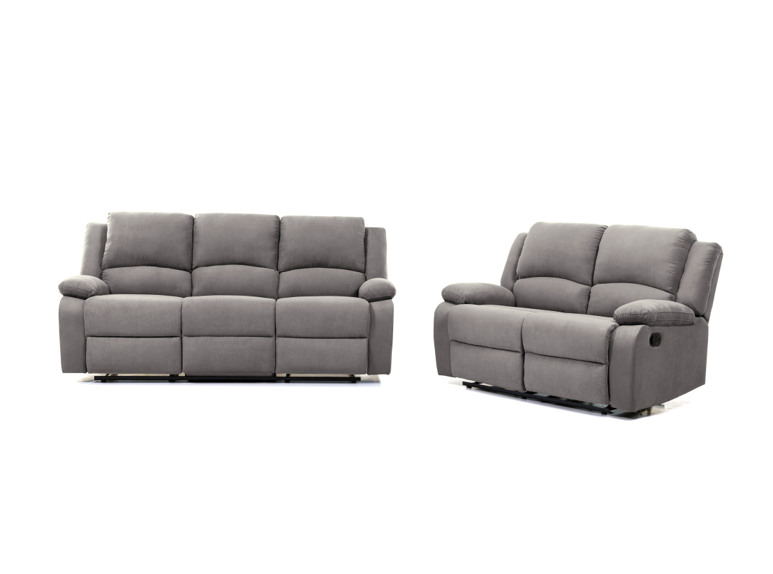 RELAXXO - Ensemble canapés relax manuels LEO 3 + 2 places en microfibre