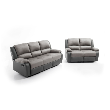 RELAXXO - Ensemble canapés relax manuels LEO 3 + 2 places en microfibre et simili