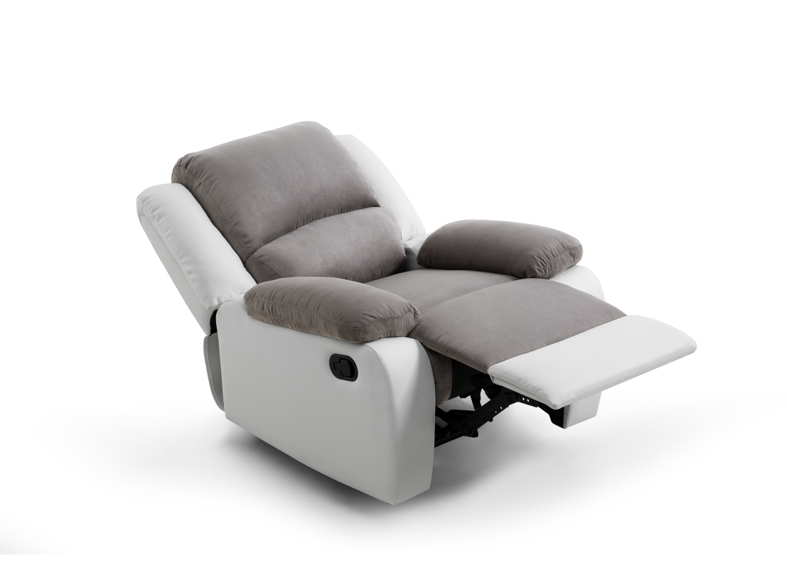 RELAXXO - Ensemble canapé relax manuel LEO 3 places + fauteuil manuel en microfibre et simili