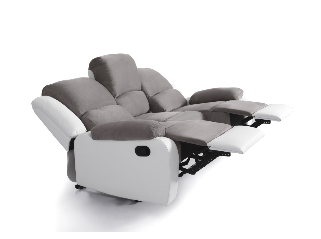 RELAXXO - Ensemble canapé relax manuel LEO 3 places + fauteuil manuel en microfibre et simili