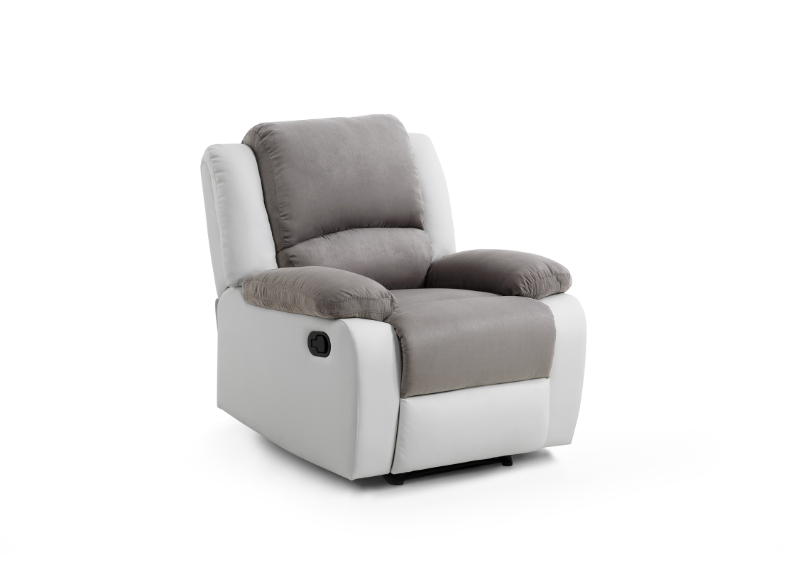 RELAXXO - Ensemble canapé relax manuel LEO 3 places + fauteuil manuel en microfibre et simili
