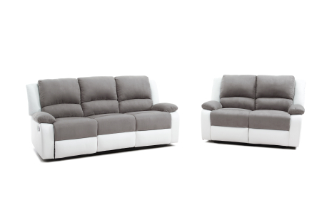 RELAXXO - Ensemble canapés relax manuels LEO 3 + 2 places en microfibre et simili