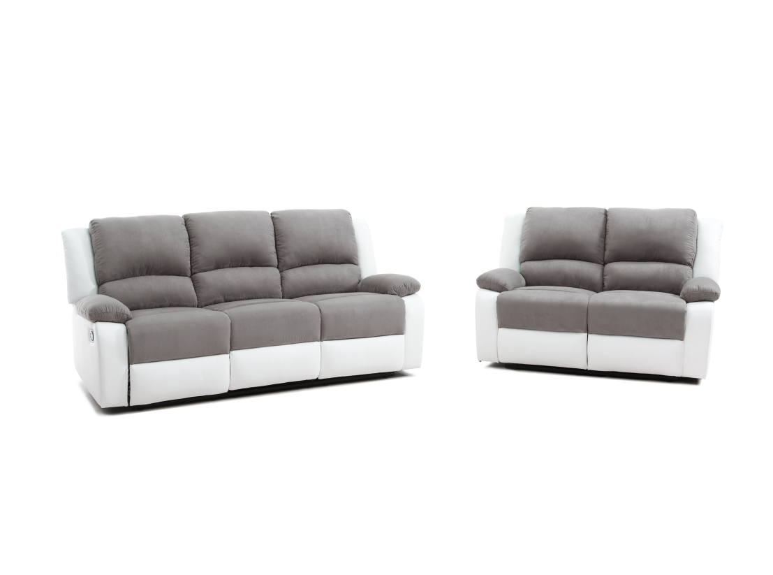 RELAXXO - Ensemble canapés relax manuels LEO 3 + 2 places en microfibre et simili