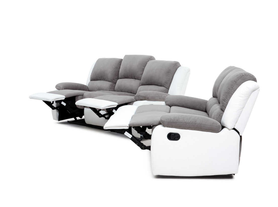 RELAXXO - Ensemble canapés relax manuels LEO 3 + 2 places en microfibre et simili