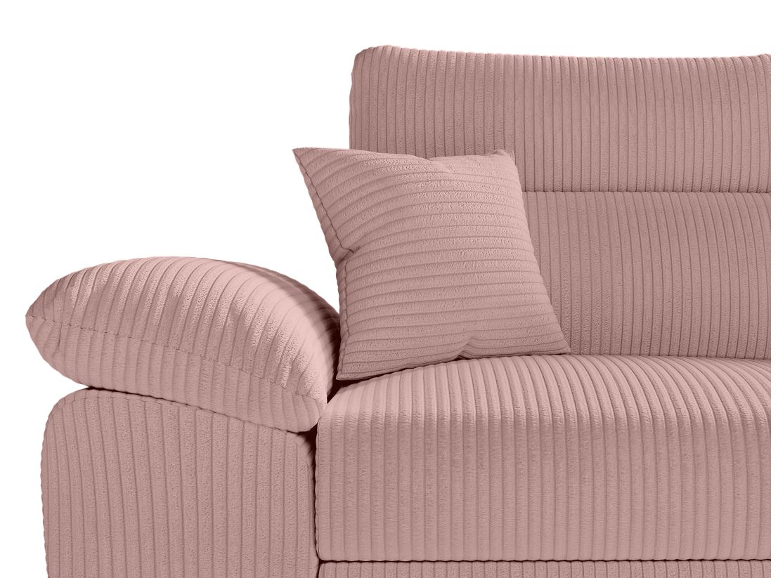 Canapé KOMECO d'angle reversible convertible avec coffre et têtières réglables en velours côtelé