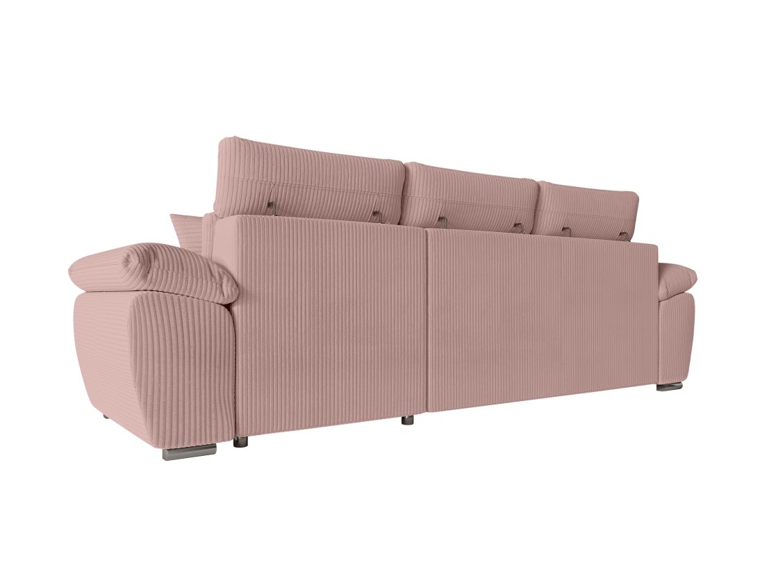 Canapé KOMECO d'angle reversible convertible avec coffre et têtières réglables en velours côtelé
