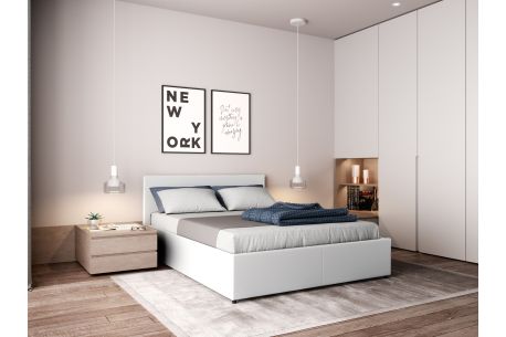 Cadre de lit EDGAR avec sommier relevable à lattes en simili - Dimensions matelas : 140 x 190 cm