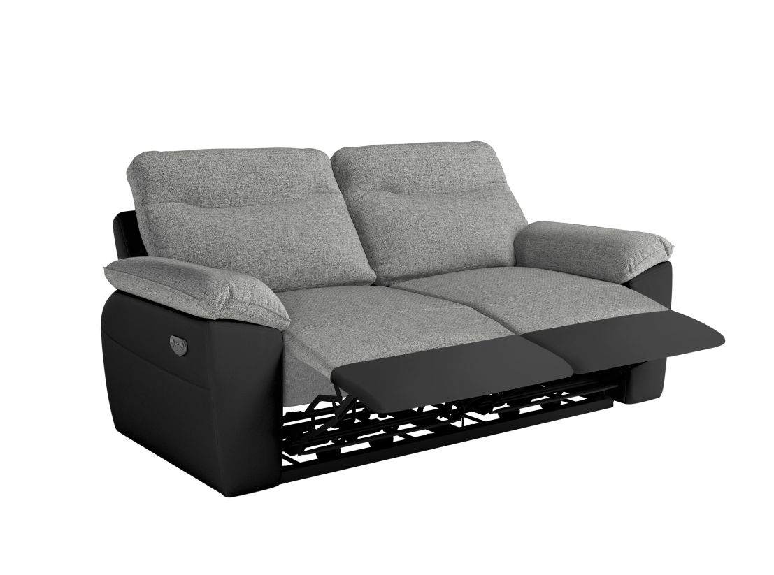 Canapé de relaxation électrique ROSS 3 places en tissu et simili