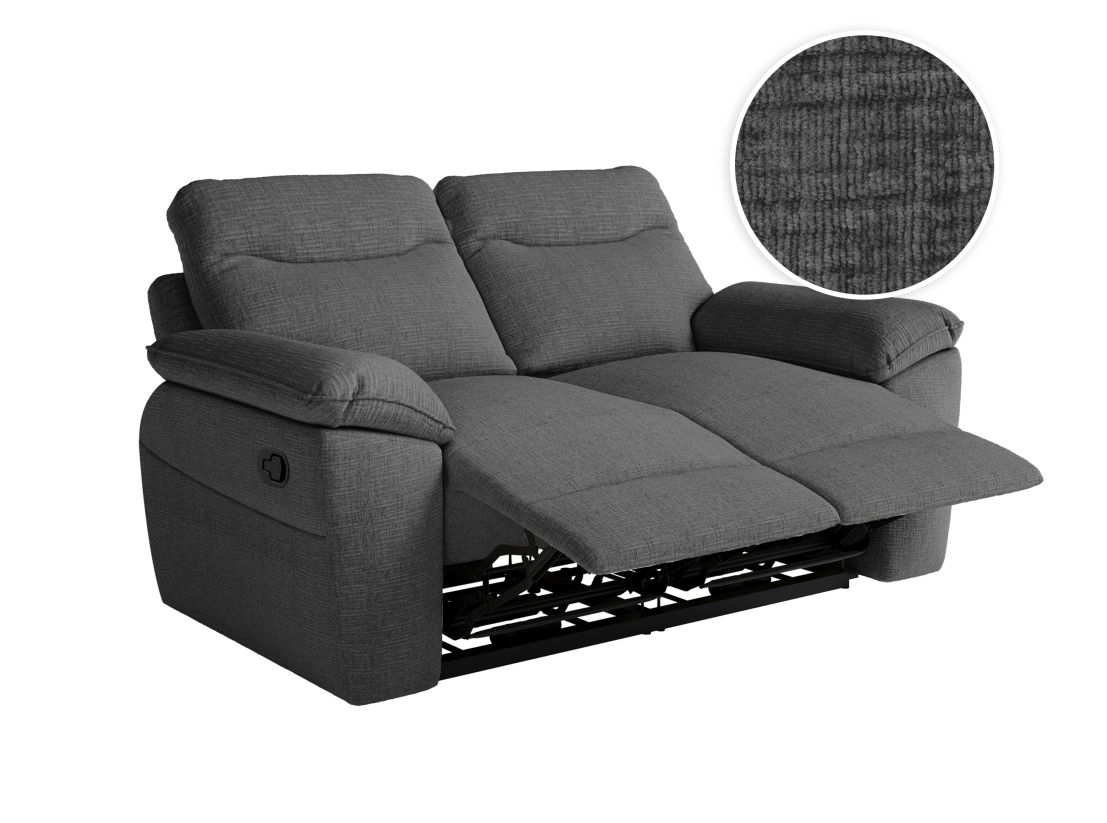 Canapé de relaxation manuel ROSS 2 places en tissu texturé 3D