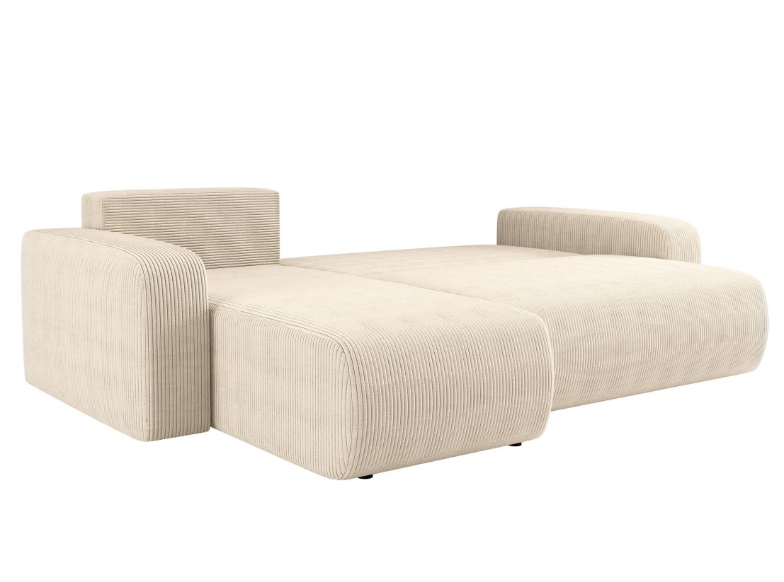 Canapé D'angle ALYA Convertible 4 Places - Velours Côtelé - Rangement Et Couchage - Design Européen