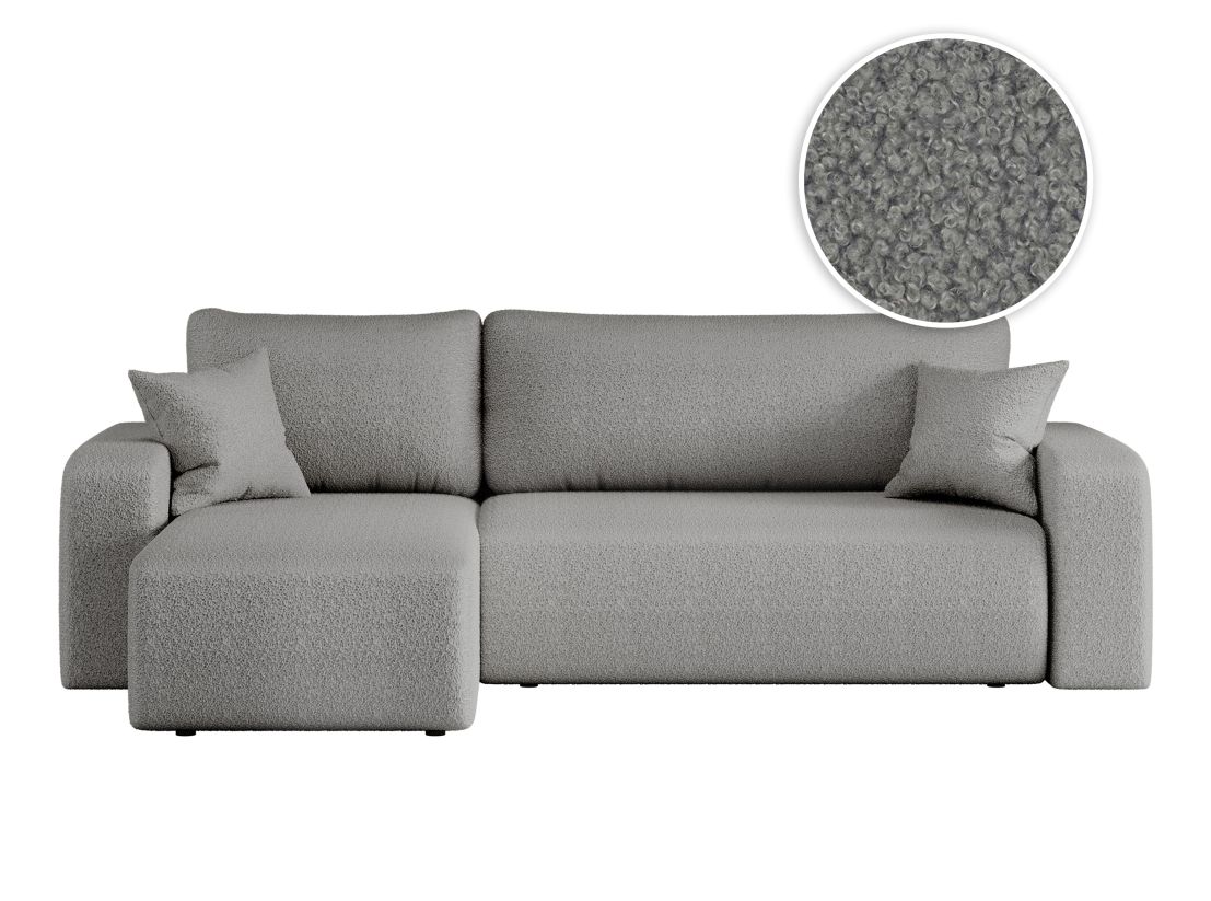 Canapé d'angle ALYA convertible et réversible 3 places en tissu bouclette