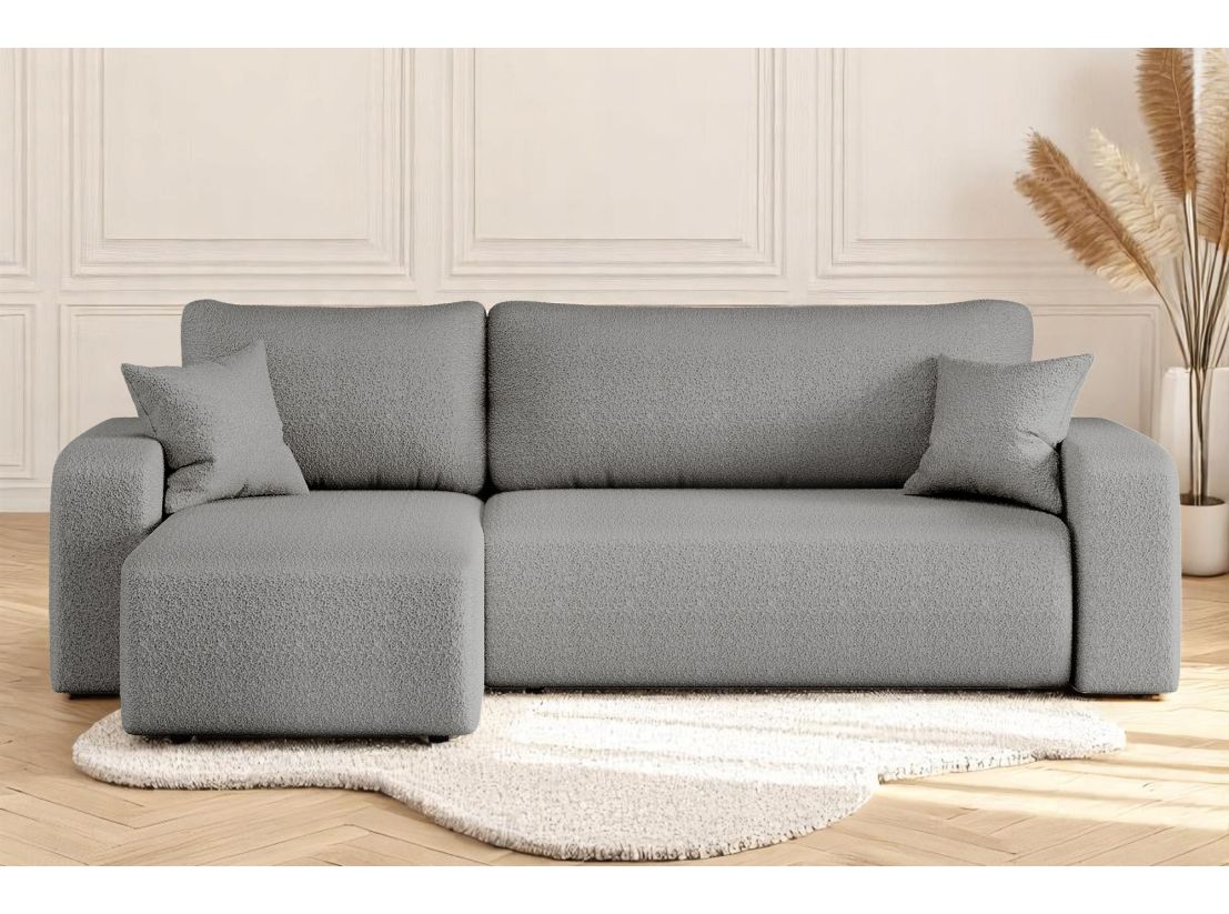 Canapé d'angle ALYA convertible et réversible 3 places en tissu bouclette