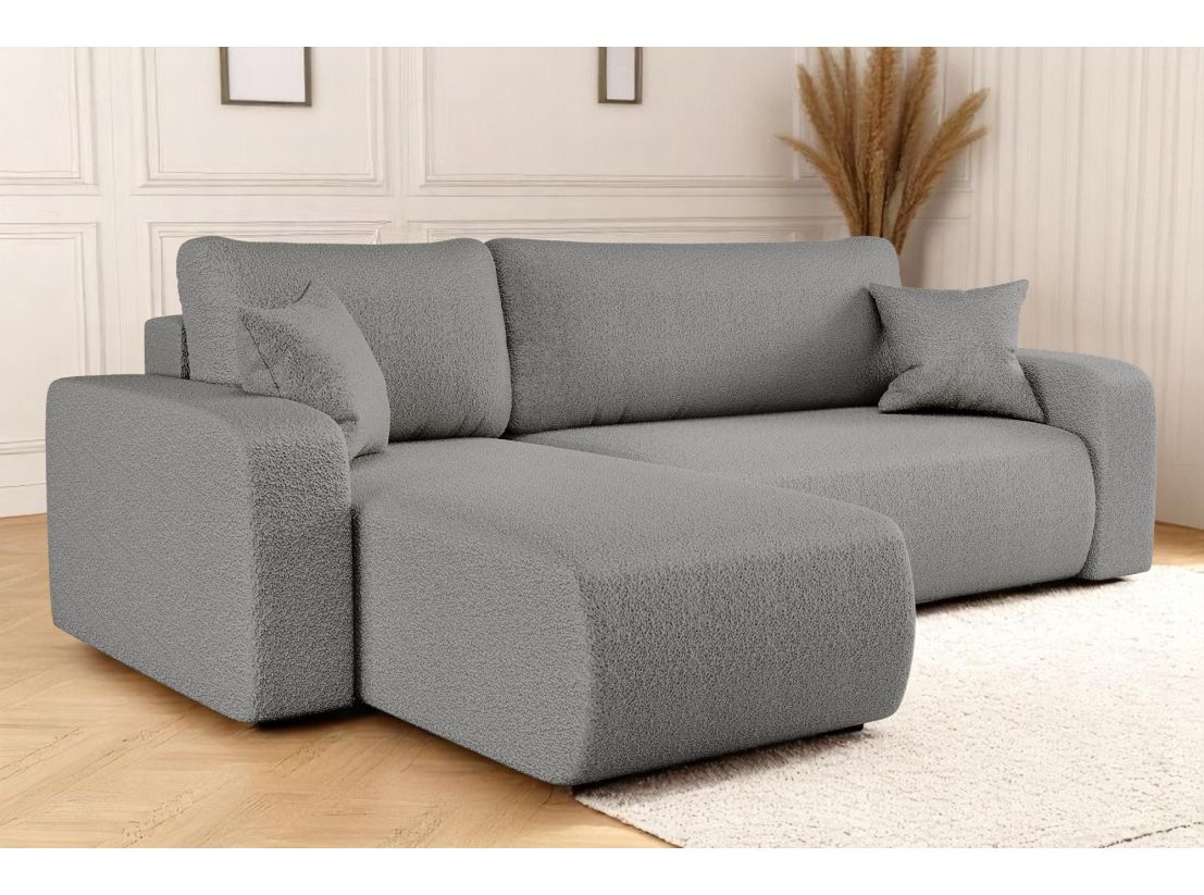 Canapé d'angle ALYA convertible et réversible 3 places en tissu bouclette