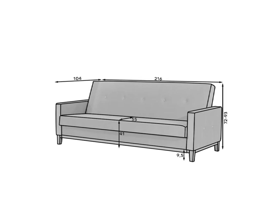Canapé convertible 3 places LAMIA en tissu