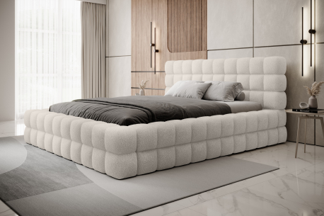 Cadre de lit ZAFIRA avec coffre en tissu chenille