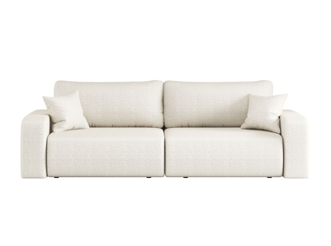 Canapé droit 3 places ALYA convertible en tissu bouclette