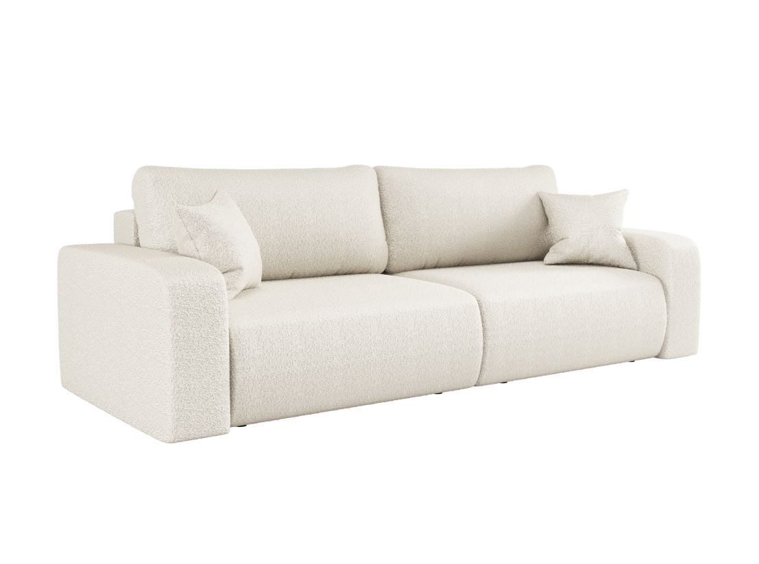Canapé droit 3 places ALYA convertible en tissu bouclette