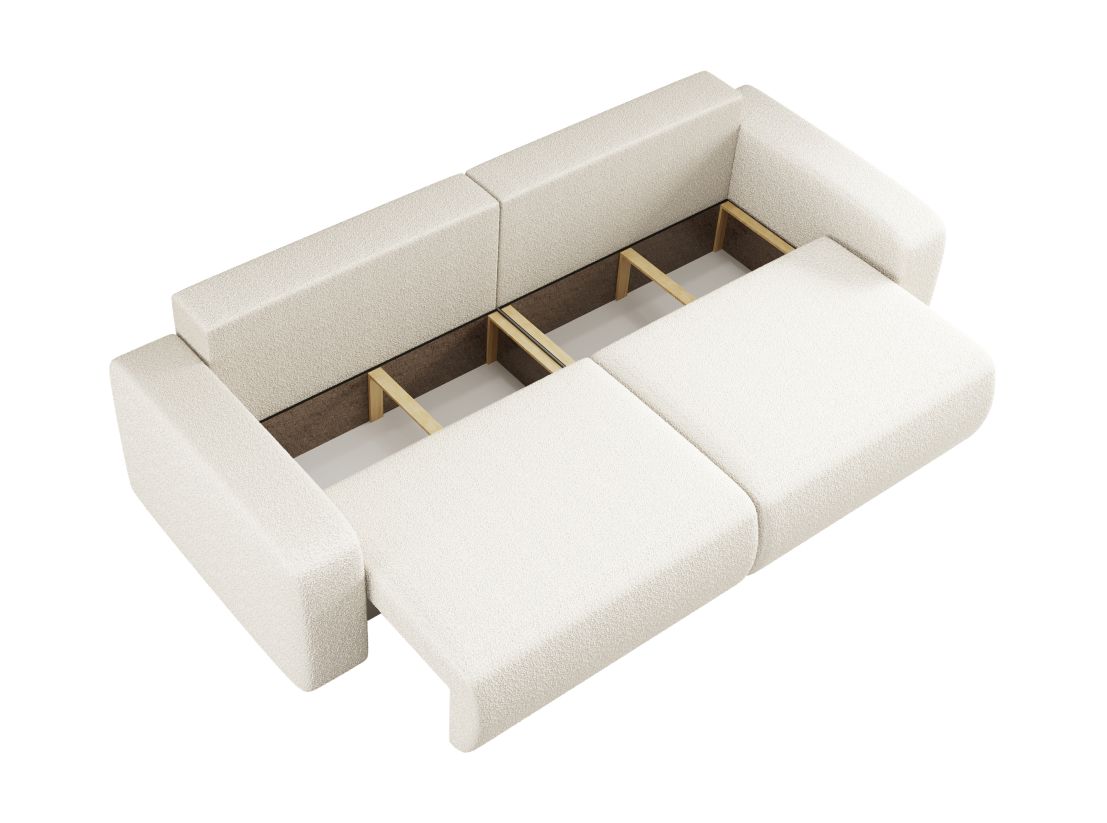 Canapé droit 3 places ALYA convertible en tissu bouclette