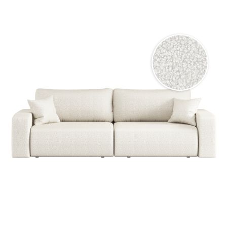 Canapé droit 3 places ALYA convertible en tissu bouclette