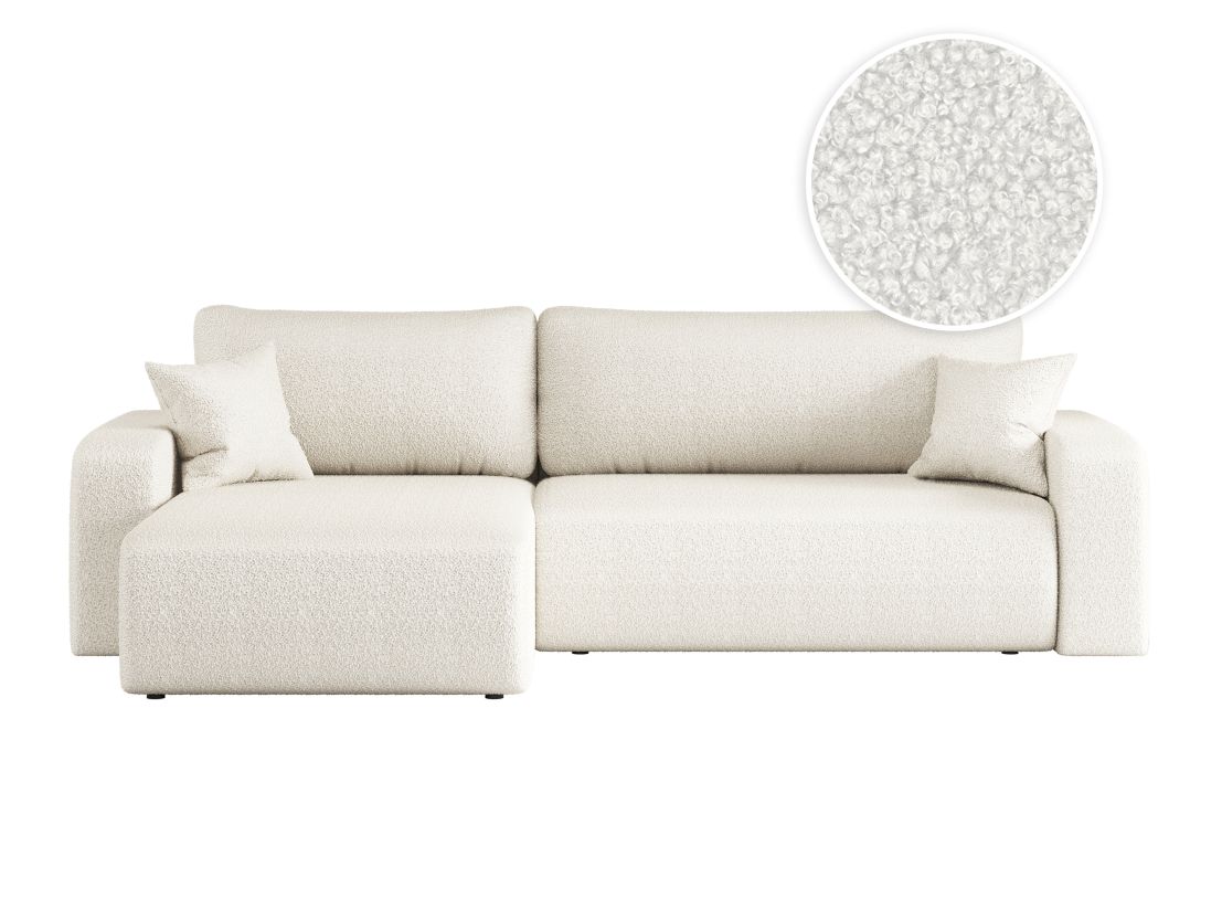 Canapé LYANA d'angle XL réversible et convertible 4 places en tissu bouclette