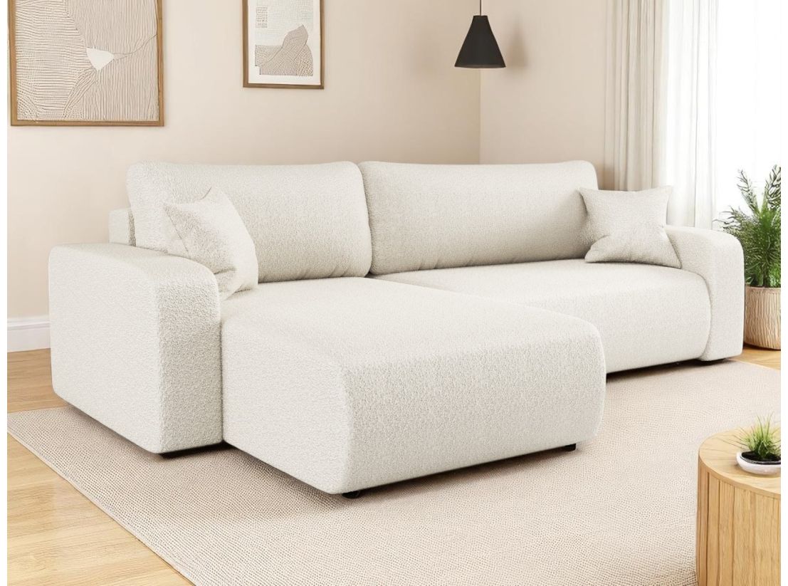 Canapé LYANA d'angle XL réversible et convertible 4 places en tissu bouclette