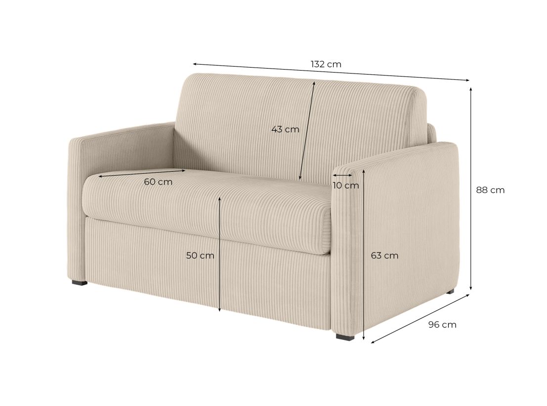 Fauteuil AGATHE convertible express couchage quotidien 100x190cm en velours côtelé