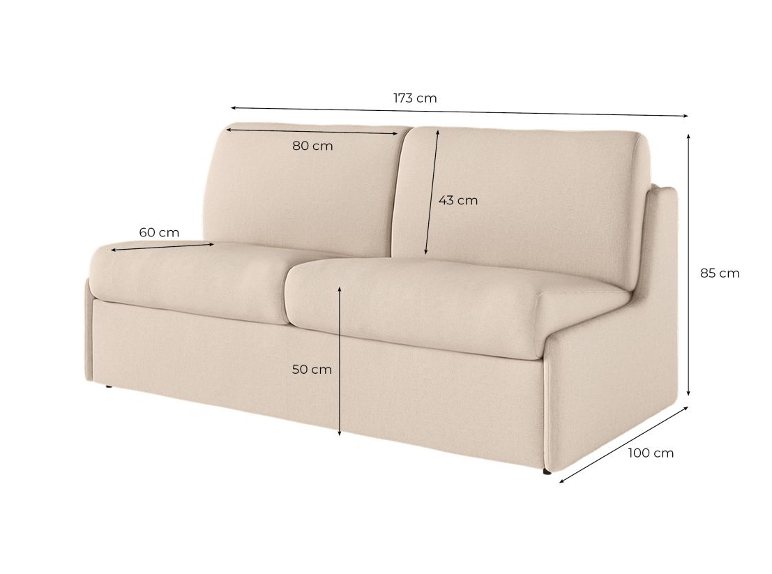 Canapé convertible express 3 places AGATHE couchage quotidien 140x190cm sans accoudoirs en tissu