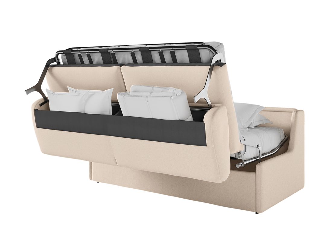 Canapé convertible express 3 places AGATHE couchage quotidien 140x190cm sans accoudoirs en tissu