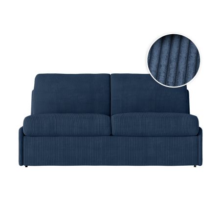 Canapé convertible express 3 places AGATHE couchage quotidien 140x190cm sans accoudoirs en velours côtelé