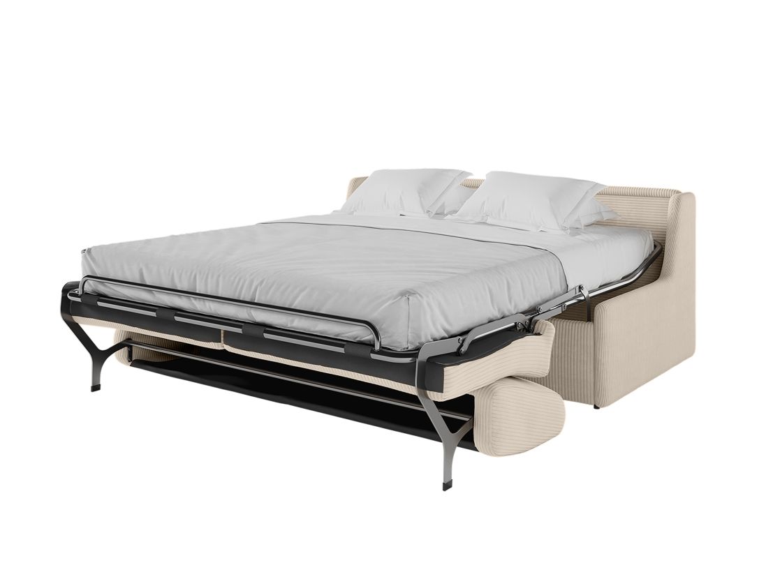 Canapé convertible express 3 places AGATHE couchage quotidien 140x190cm sans accoudoirs en velours côtelé