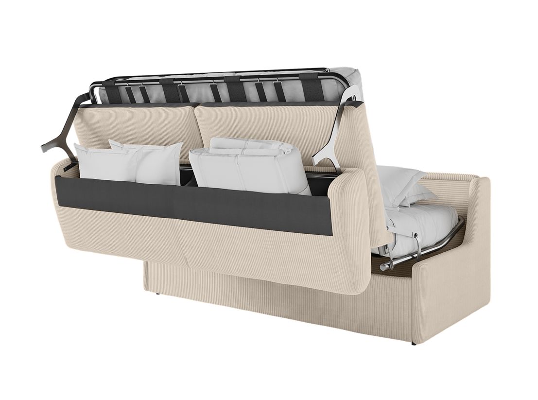 Canapé convertible express 3 places AGATHE couchage quotidien 140x190cm sans accoudoirs en velours côtelé